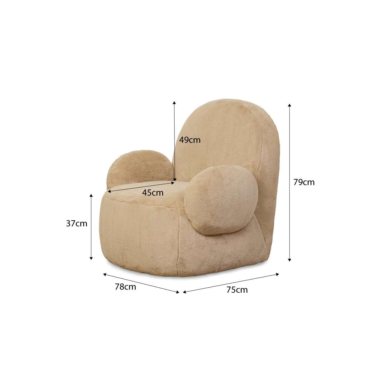 Teddy Bear Swivel Chair - Cream