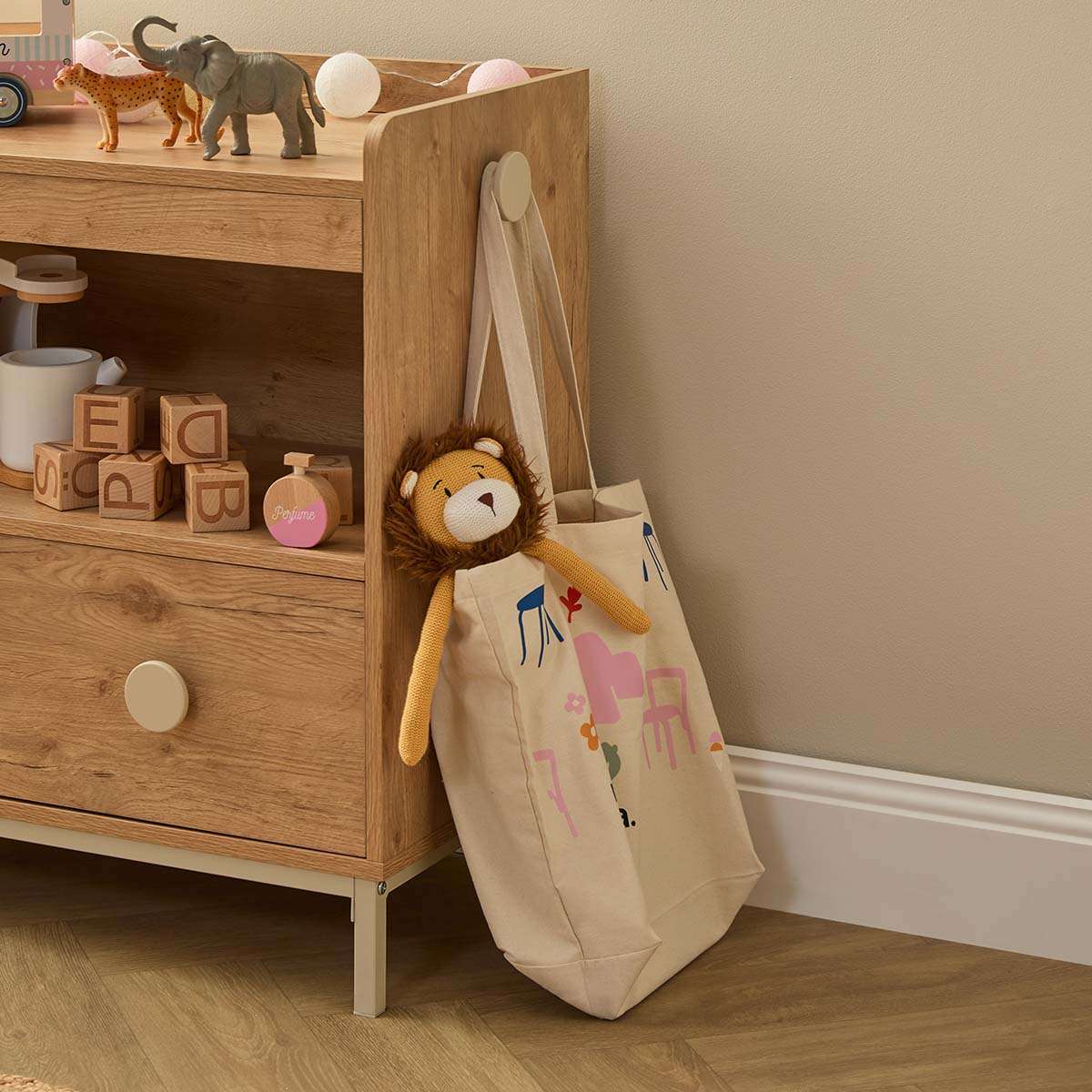 Spotty Book Storage with Toy Drawer Organiser - Cream