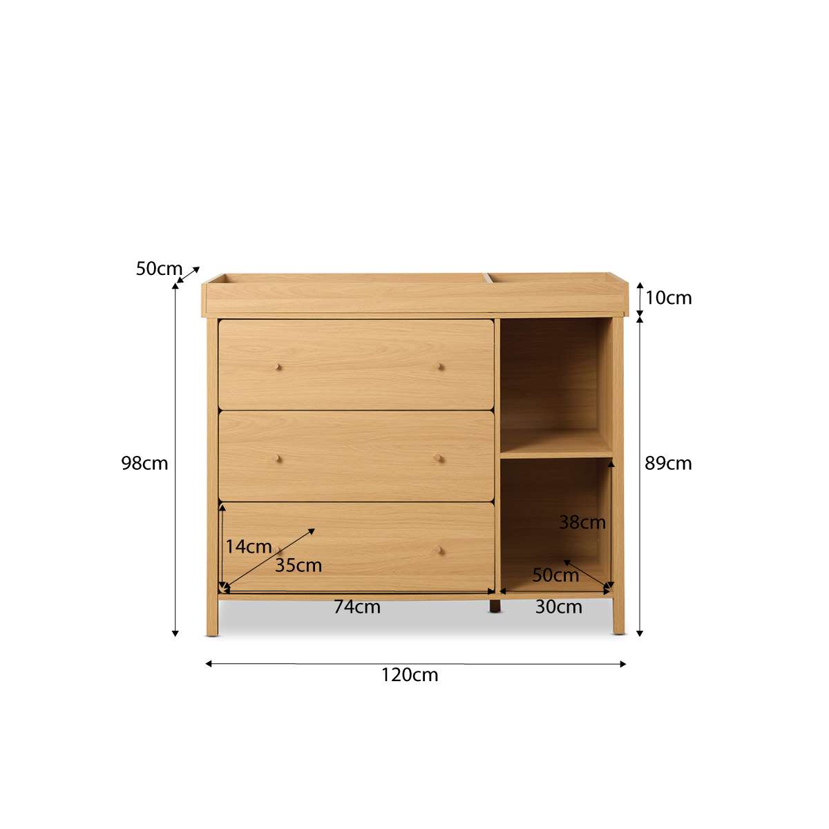 Ollie Change Table With Removable Top - Natural