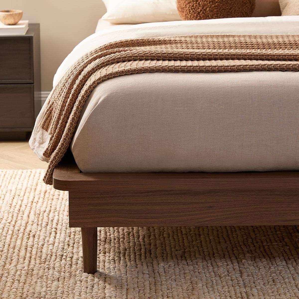 Queen Bed Base - Walnut
