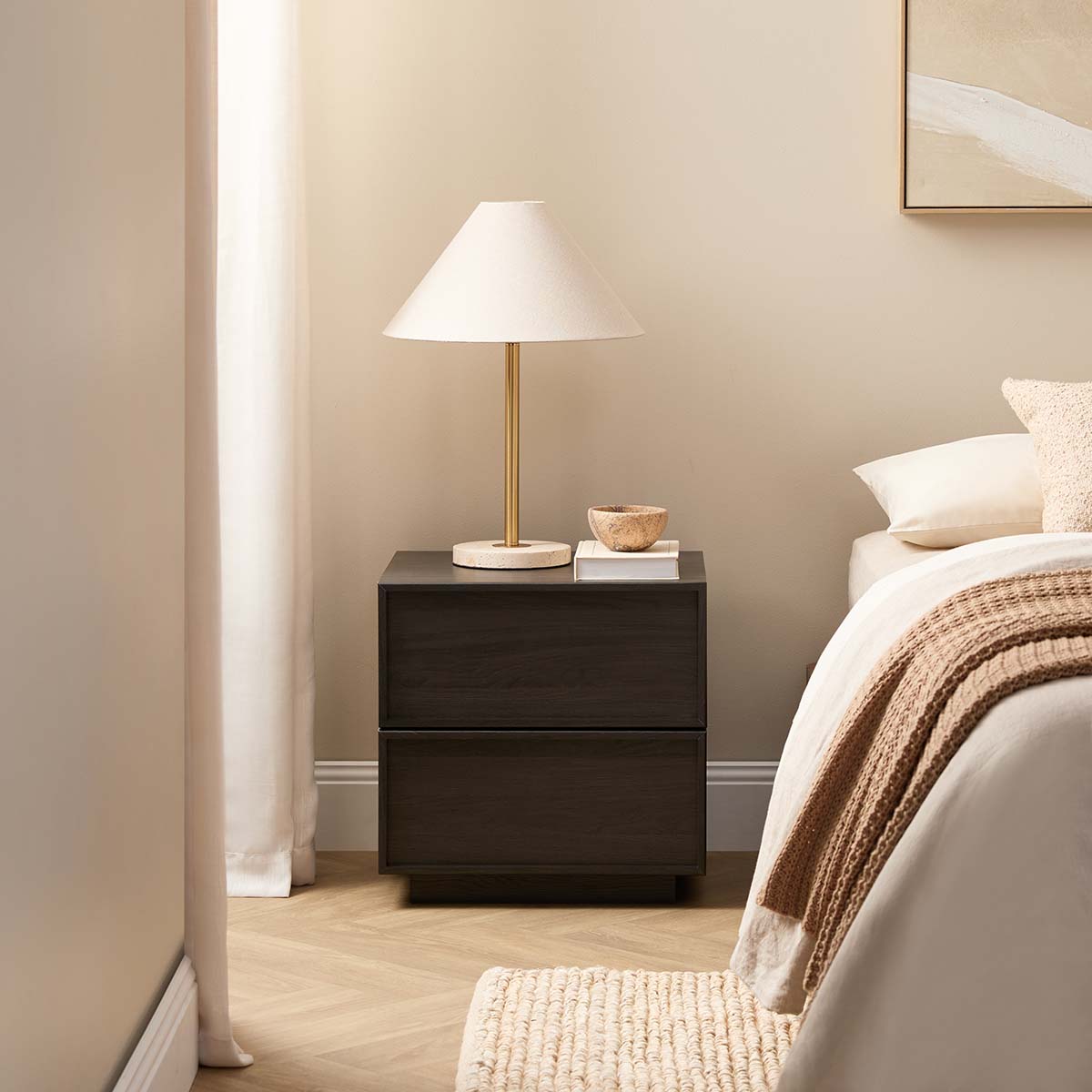 Osaka Bedside Table - Textured Black