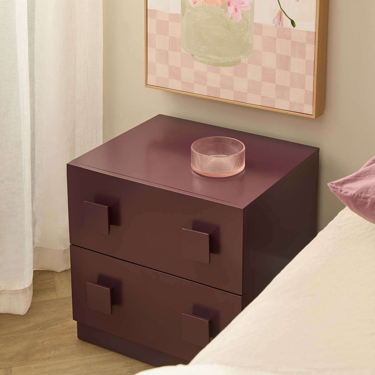 Kei Bedside Table - Plum