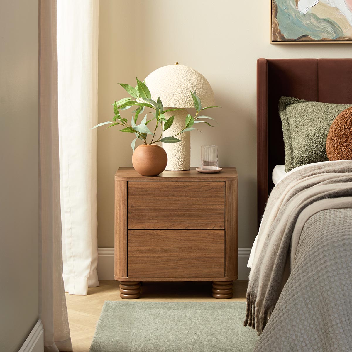 Ziggy Bedside Table - Walnut