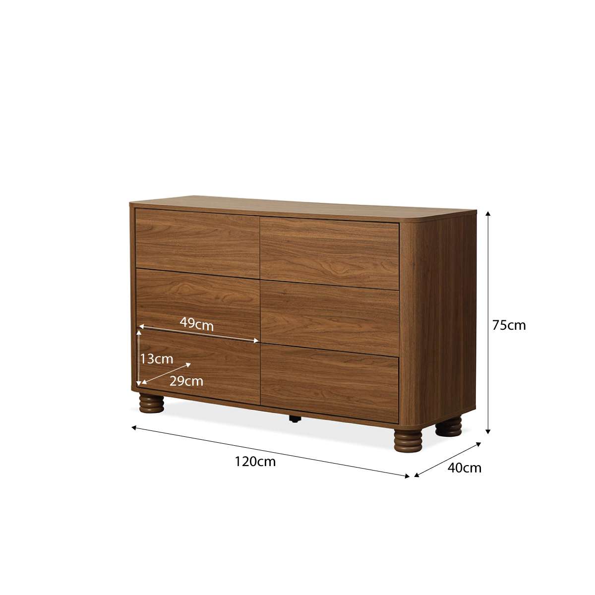 Ziggy Six Drawers - Walnut
