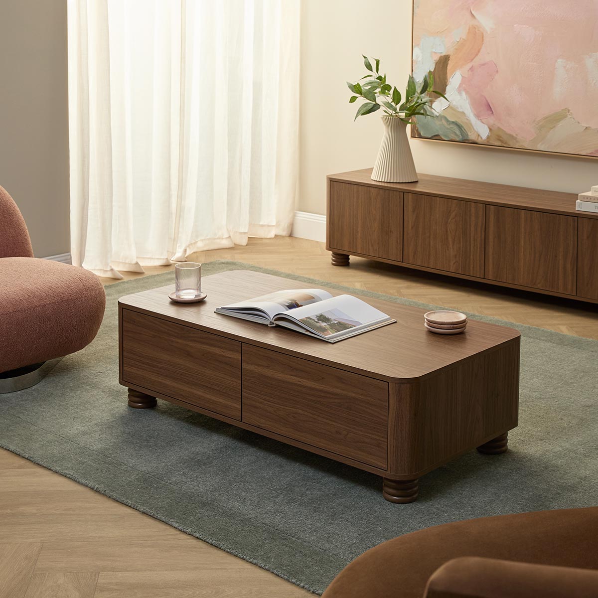 Ziggy Coffee Table - Walnut | Stylish Storage | Mocka