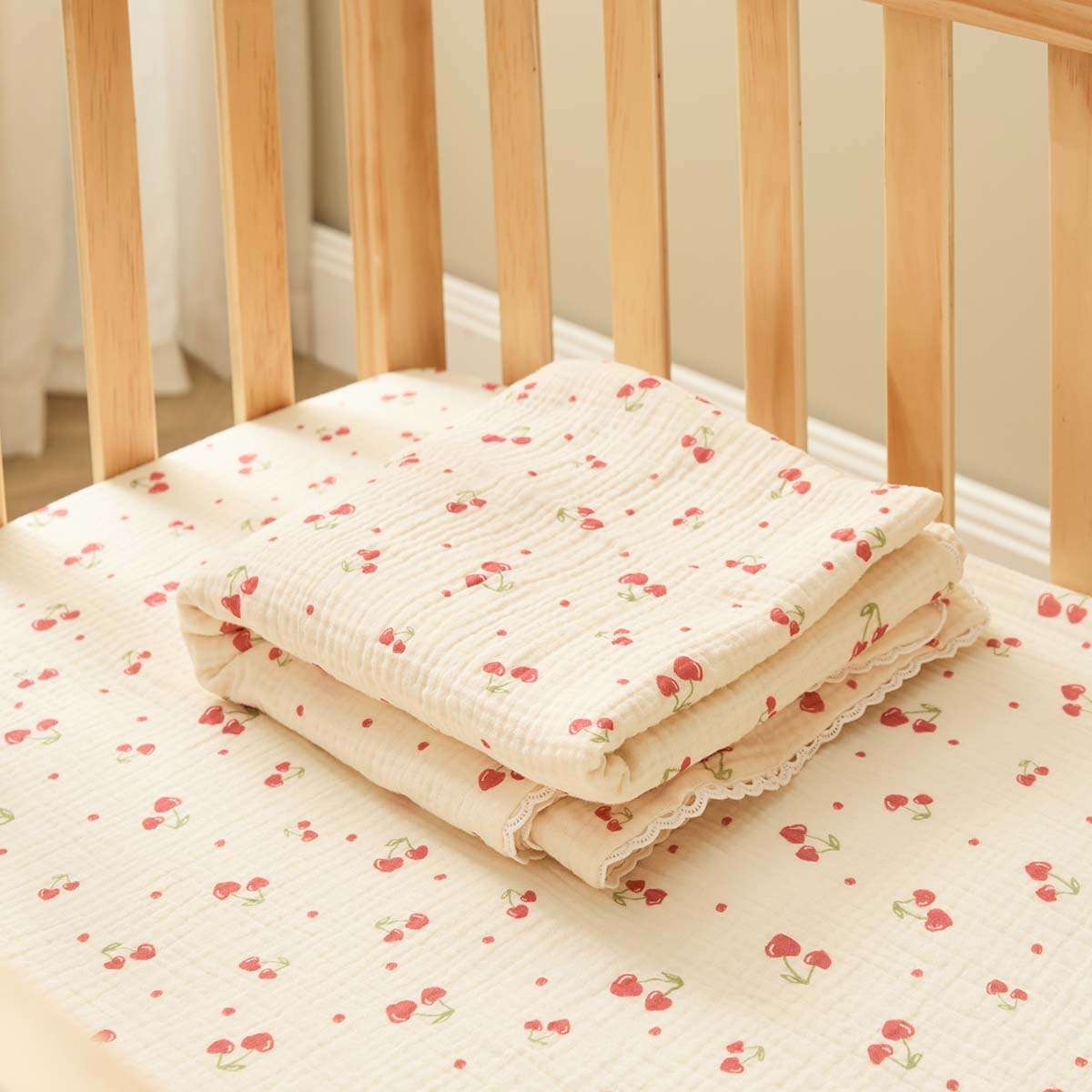 Organic Cotton Blanket - Cherry Heart