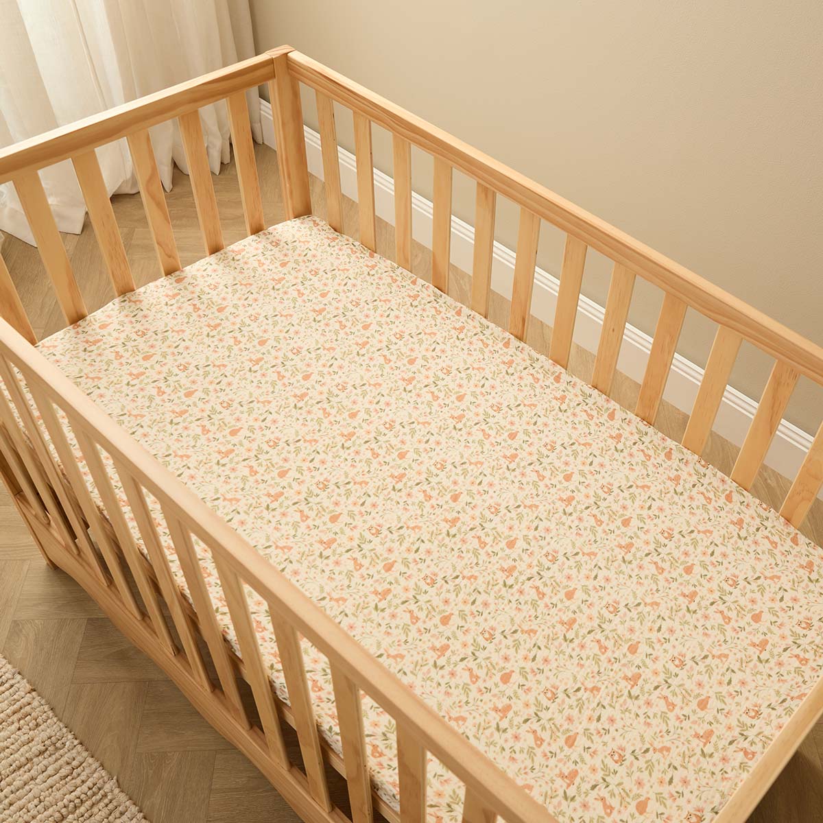 Organic Cotton Cot Sheet  - Bush Walk