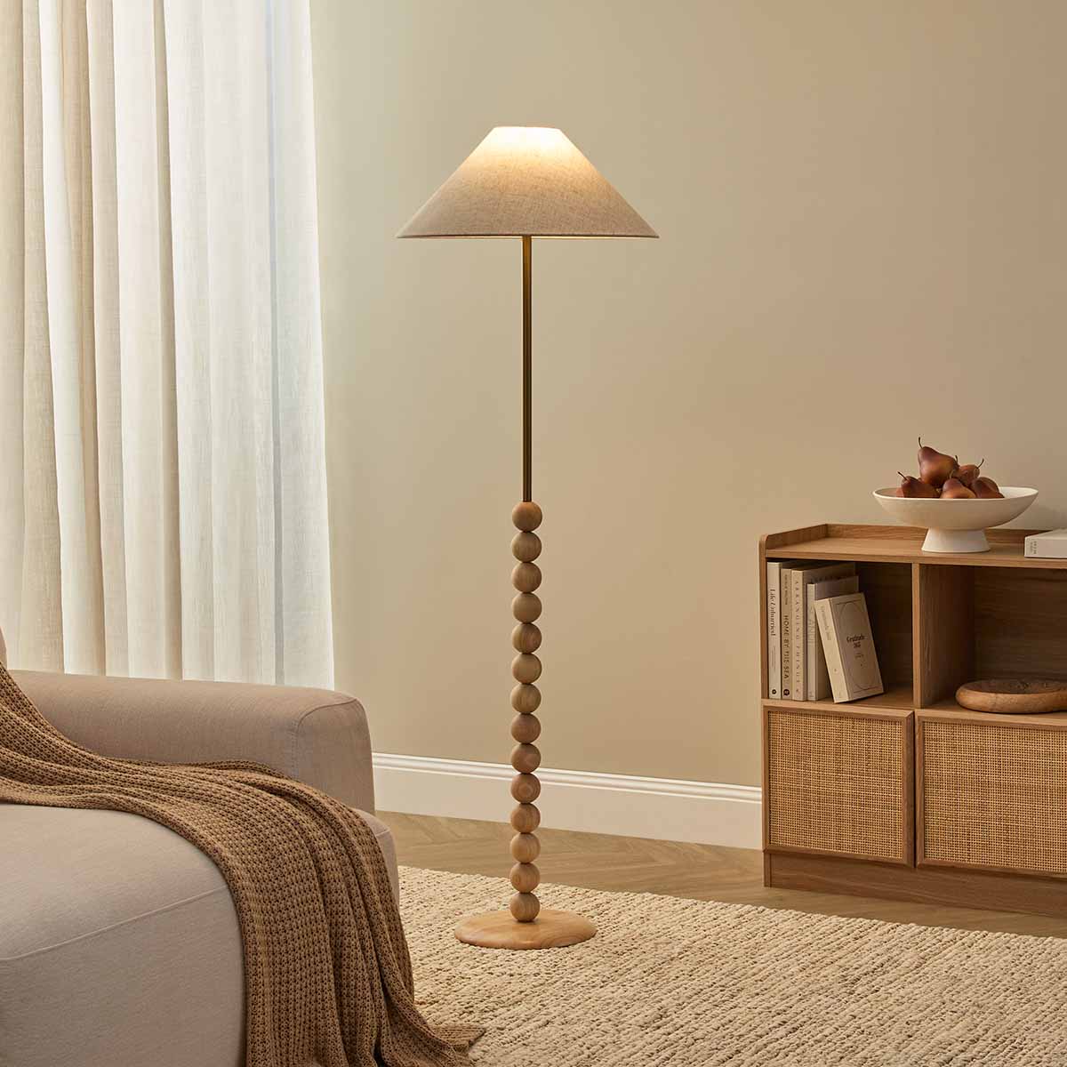 Skyla Sphere Wooden Ball Floor Lamp