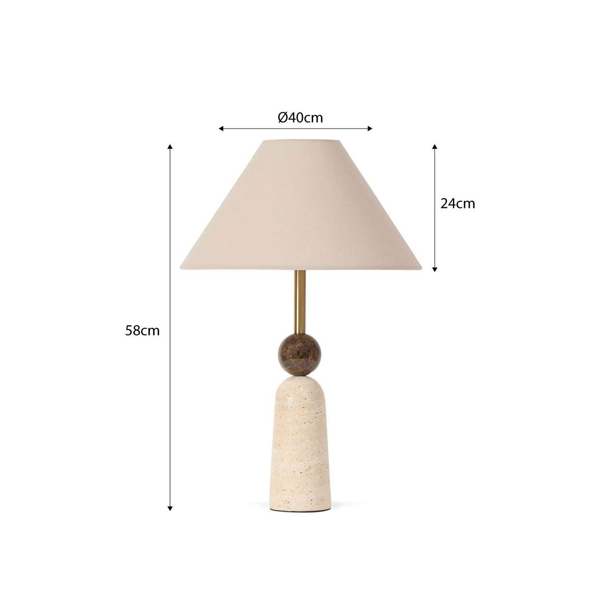 Travertine and Marble Table Lamp