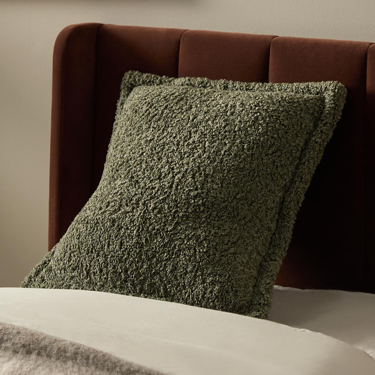 Frankie Sherpa Cushion 50cm - Sage