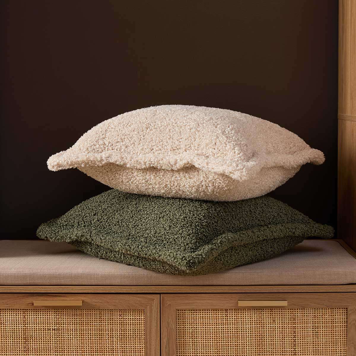 Frankie Sherpa Cushion 50cm - Sage
