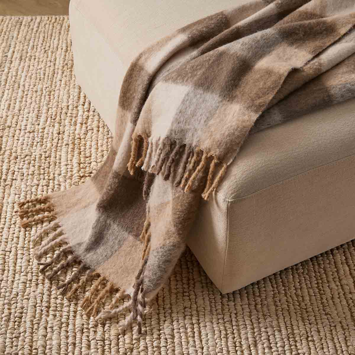 Mocka Check Throw Blanket - Beige