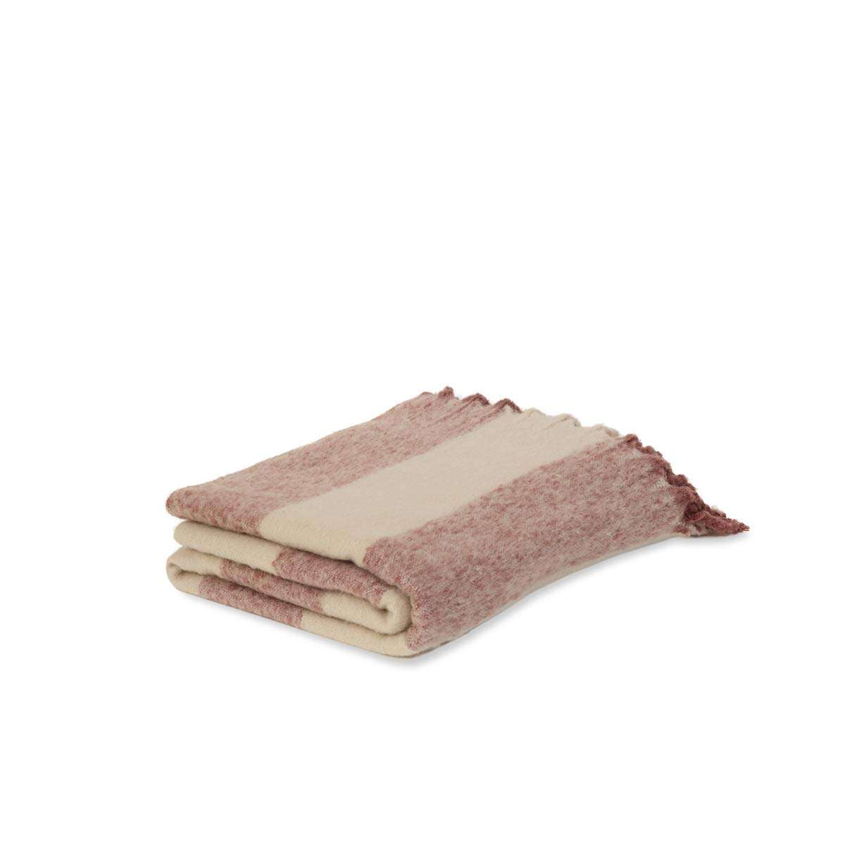 Mocka Stripe Throw Blanket - Raspberry and White Chocolate