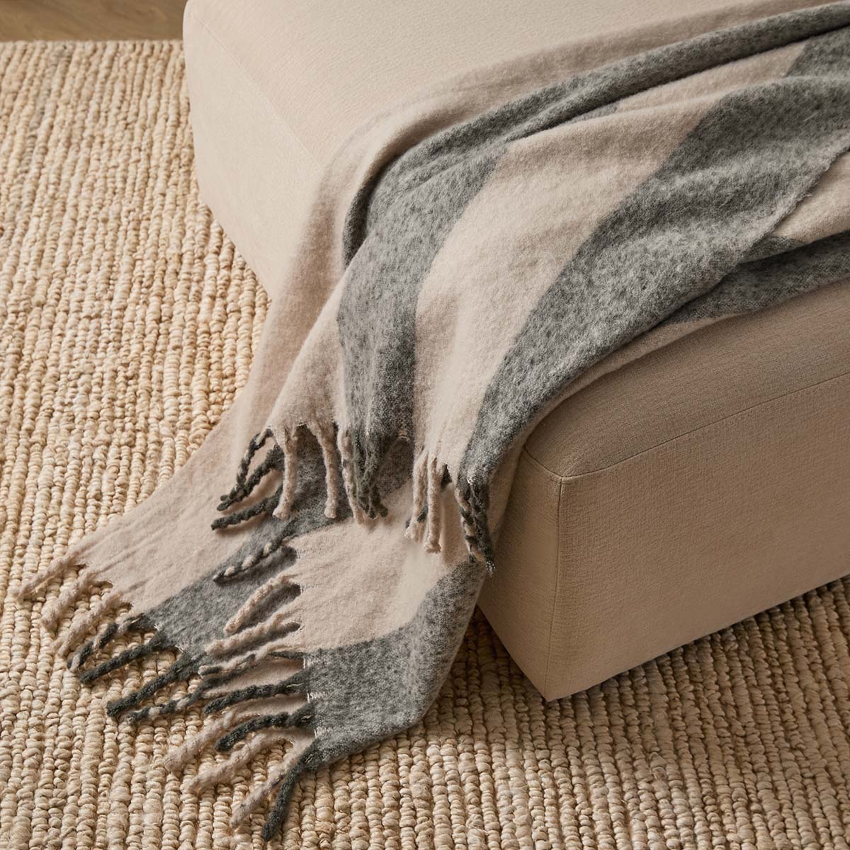 Mocka Stripe Throw Blanket - Olive