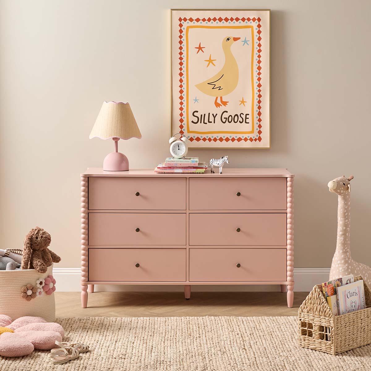 Betti Bobbin Six Drawer - Pink