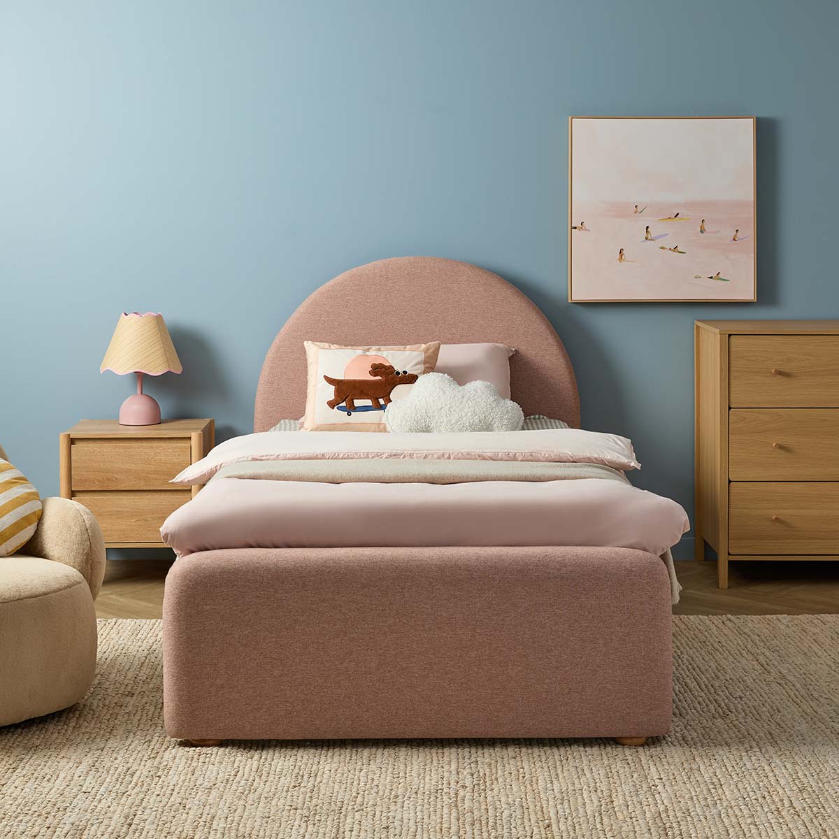Amelie King Single Bed - Pink