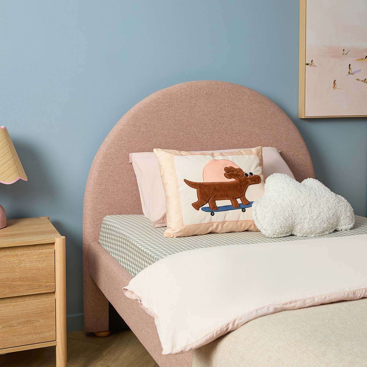 Amelie King Single Bed - Pink