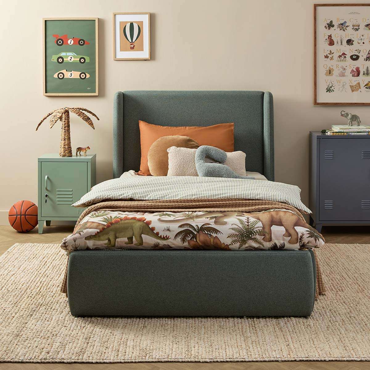 Charley Storage King Single Bed - Sage Green