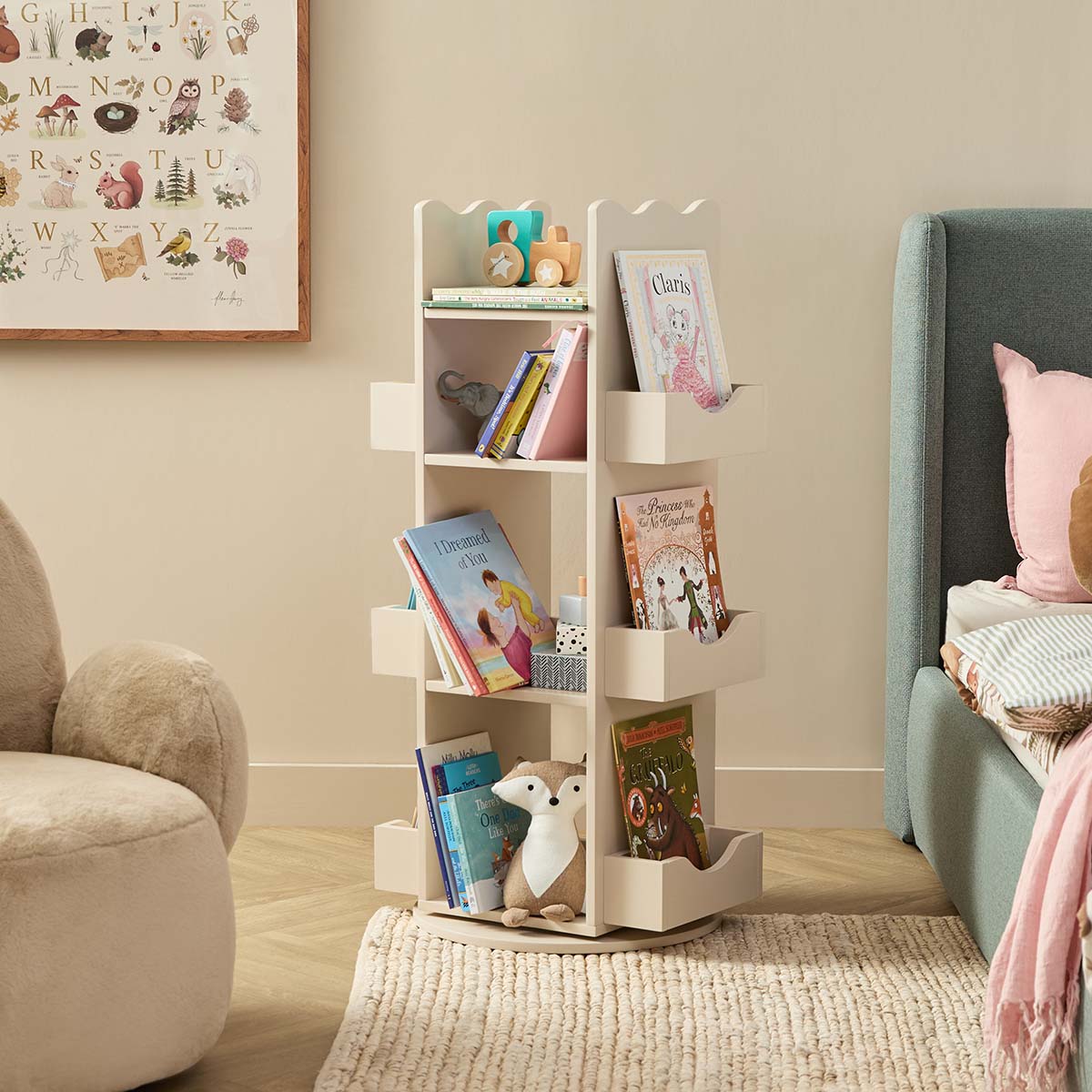 Theo Rotating Bookshelf - Beige