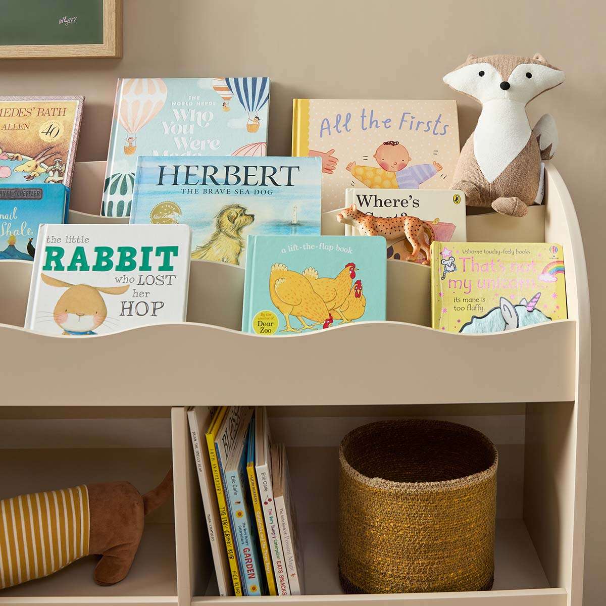 Theo Kids Bookshelf And Toy Drawer Organiser - Beige