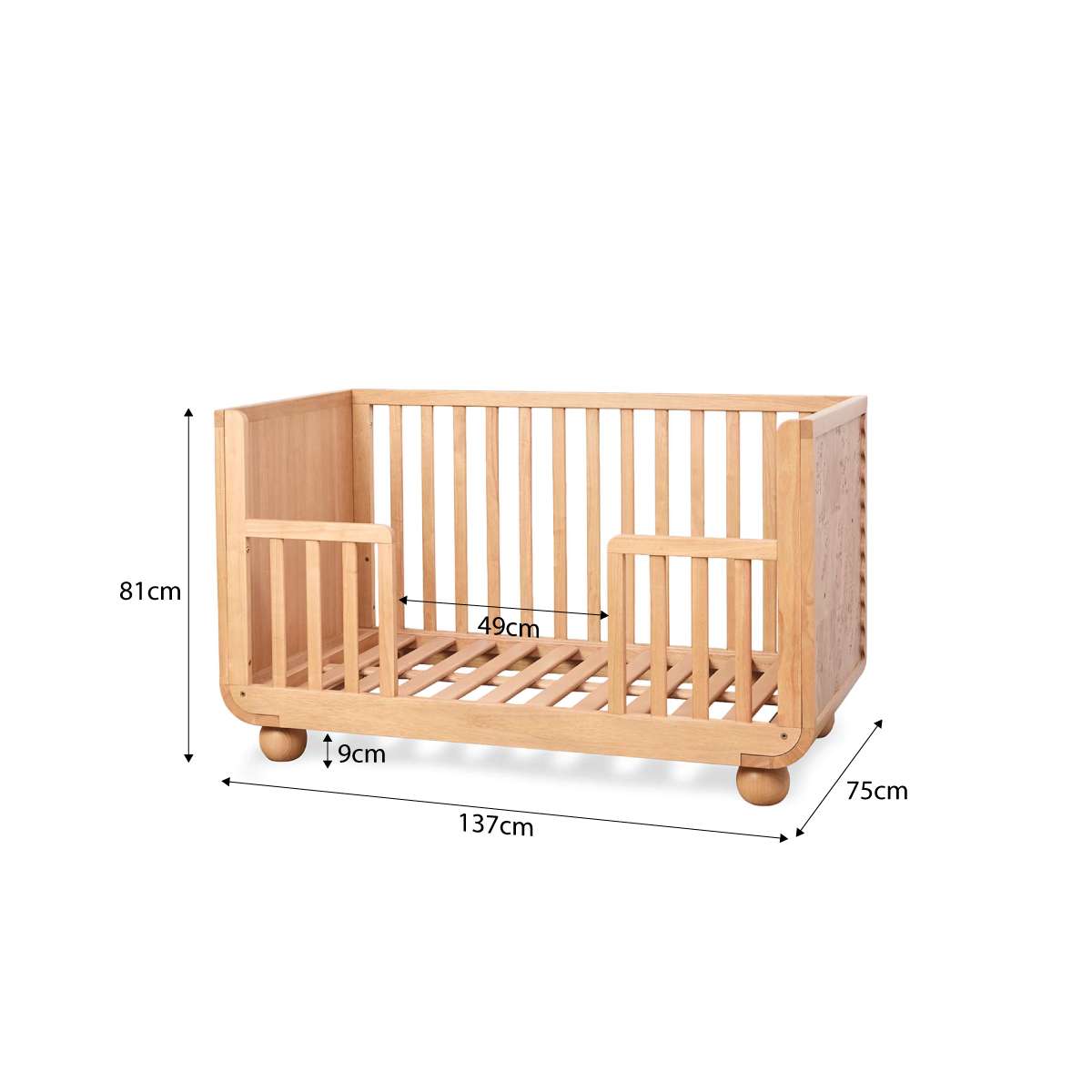 Willow 3 in 1 Cot - Natural