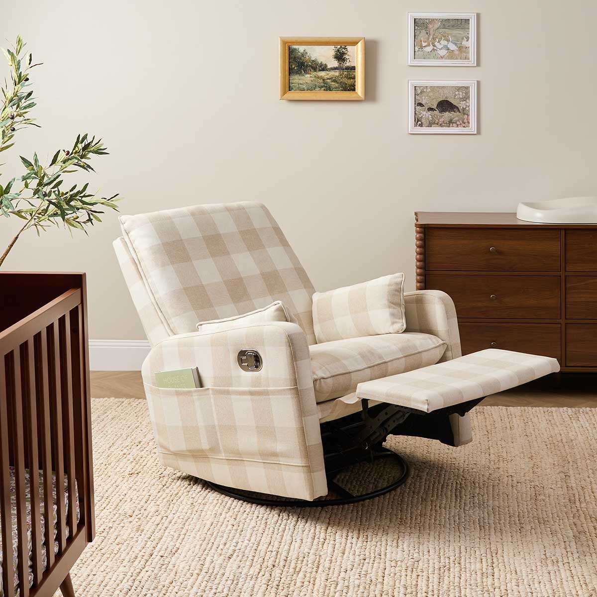 Penny Gingham Recliner And Swivel Chair - Cream