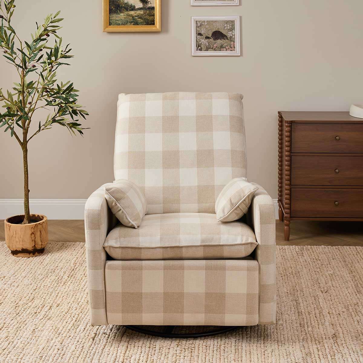 Penny Gingham Recliner And Swivel Chair - Cream