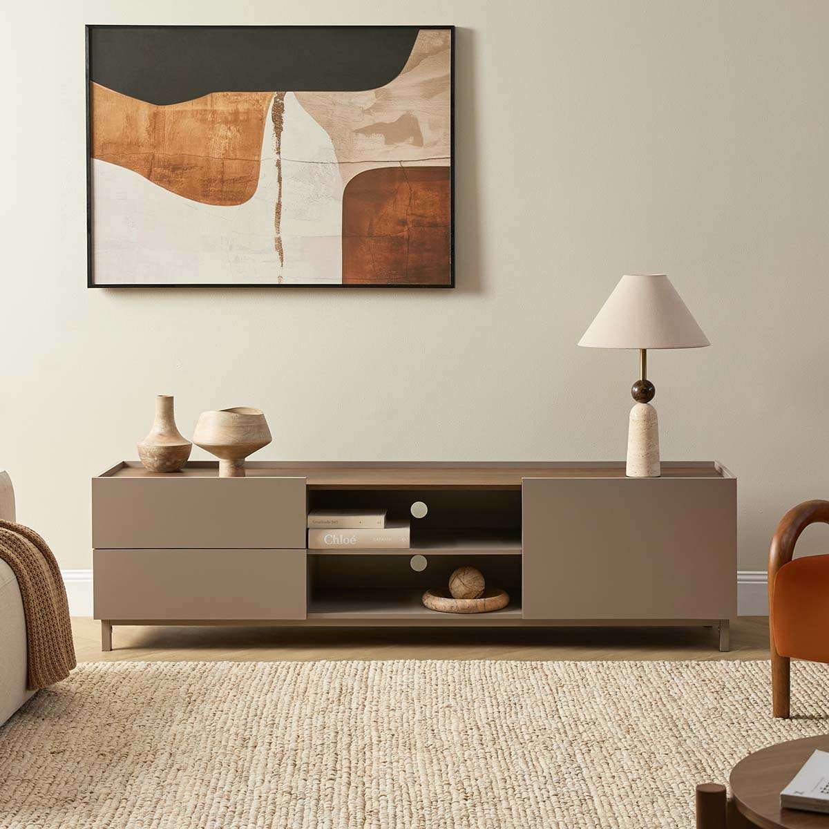 Murphy Entertainment Unit - Stone/Walnut