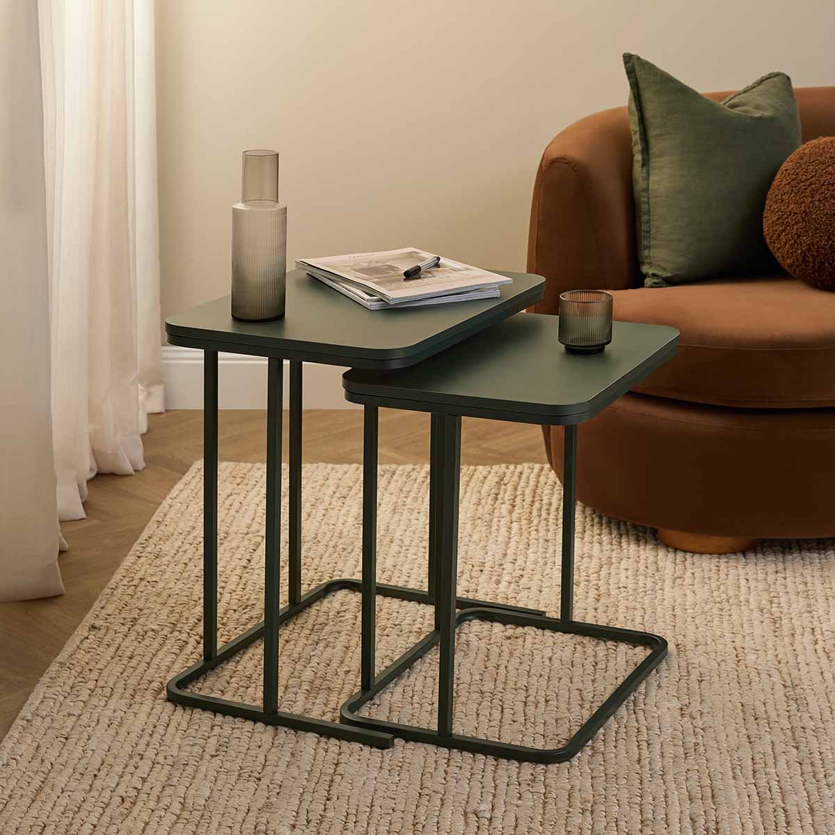 Mikkel Nesting Side Tables - Dark Green