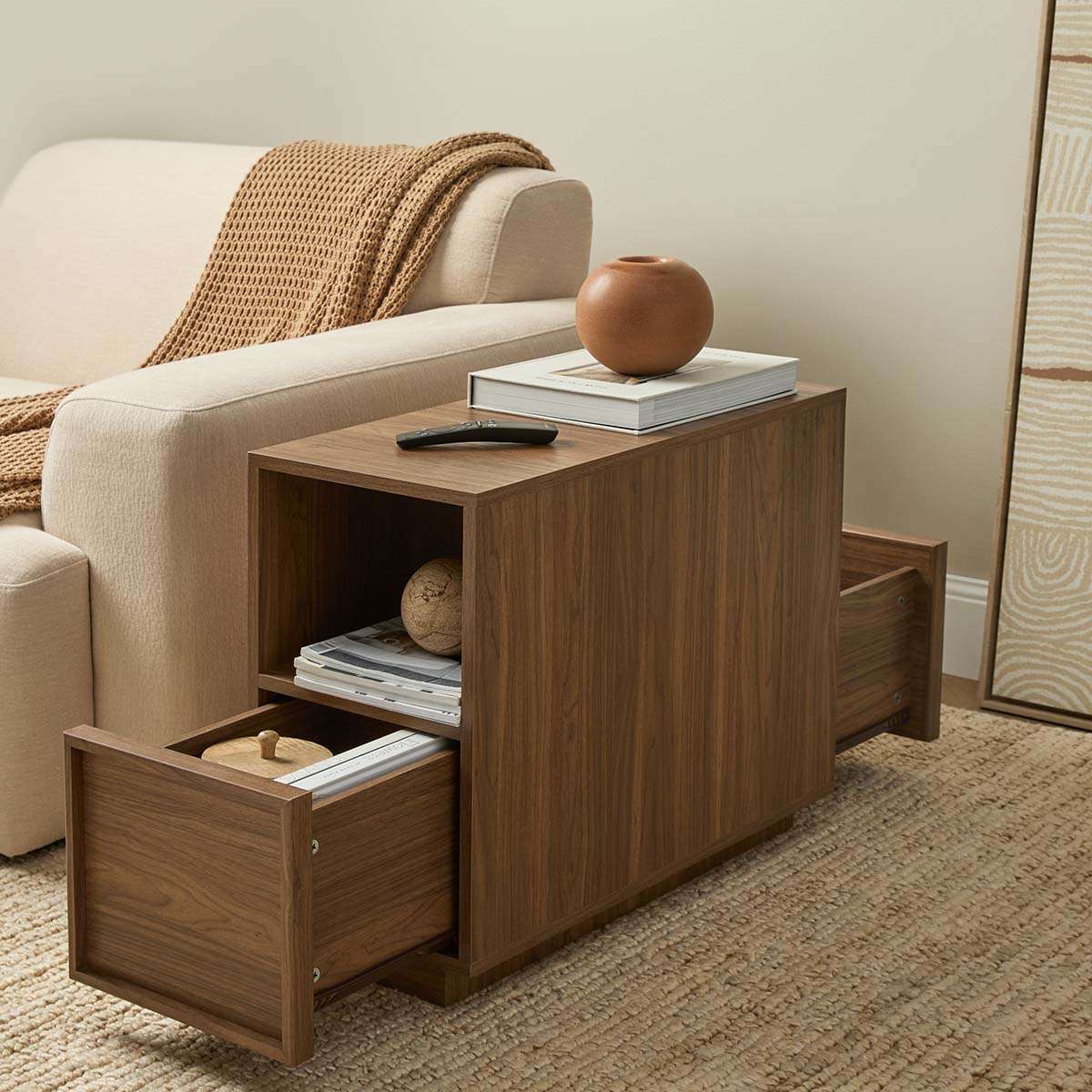 Osaka End Table - Walnut | Stylish Storage by Mocka