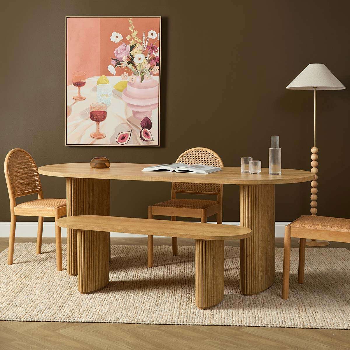 Amara Six Seater Large Dining Table - Natural