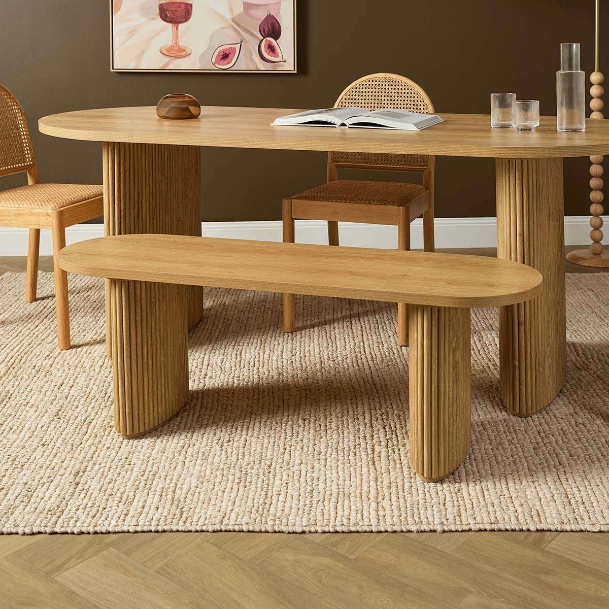Amara Six Seater Large Dining Table - Natural