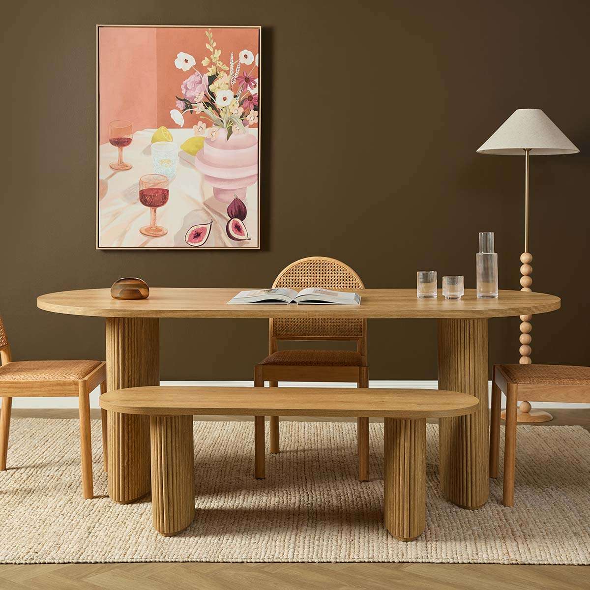 Amara Six Seater Large Dining Table - Natural