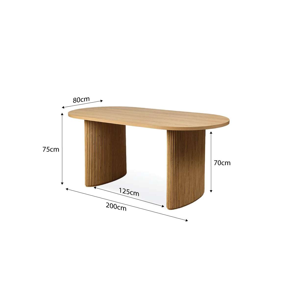 Amara Six Seater Large Dining Table - Natural