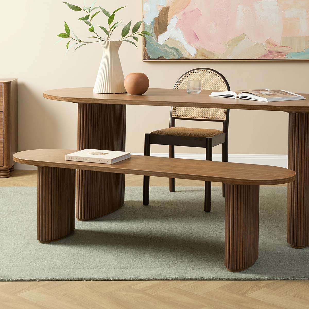 Amara Six Seater Large Dining Table - Walnut
