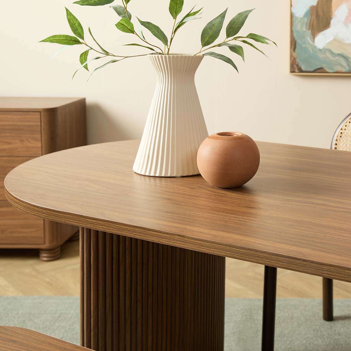 Amara Six Seater Large Dining Table - Walnut