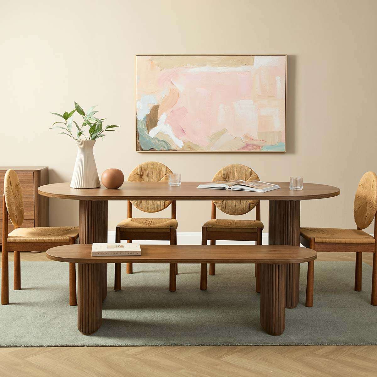 Amara Six Seater Large Dining Table - Walnut