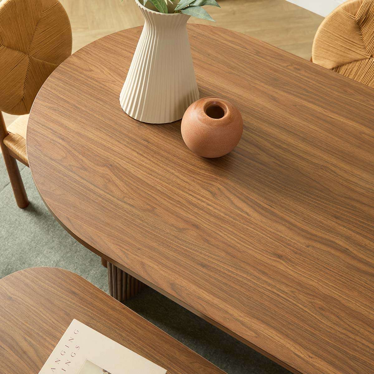 Amara Six Seater Large Dining Table - Walnut