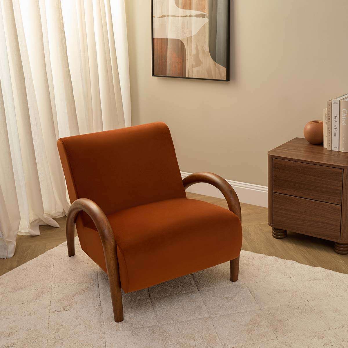 Richie Occasional Chair - Rust/Walnut