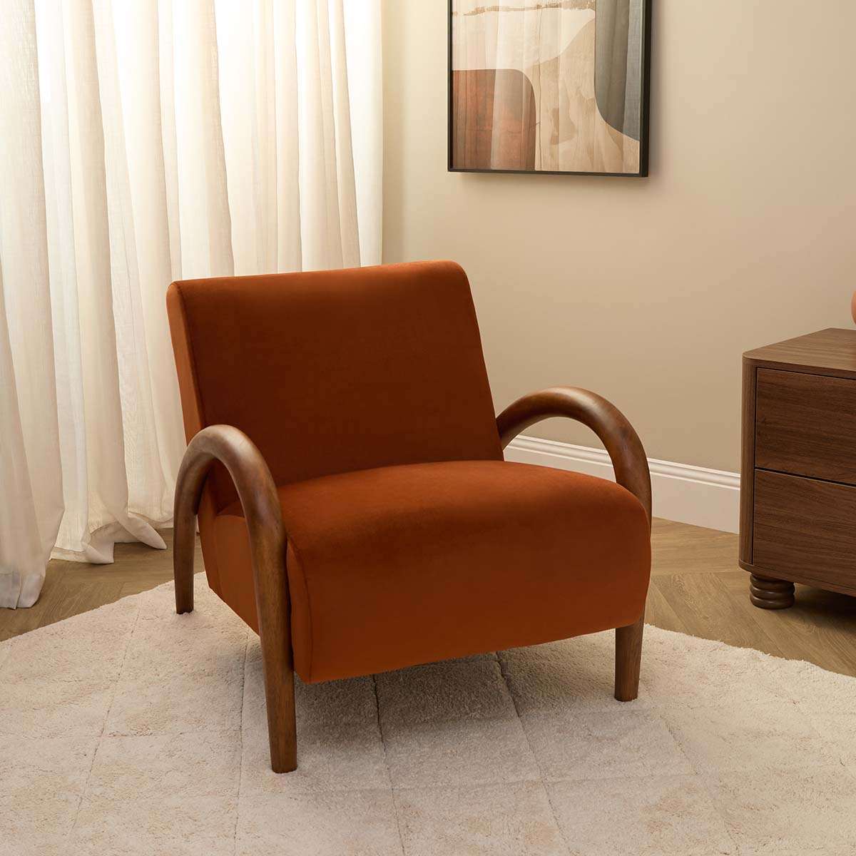 Richie Occasional Chair - Rust/Walnut