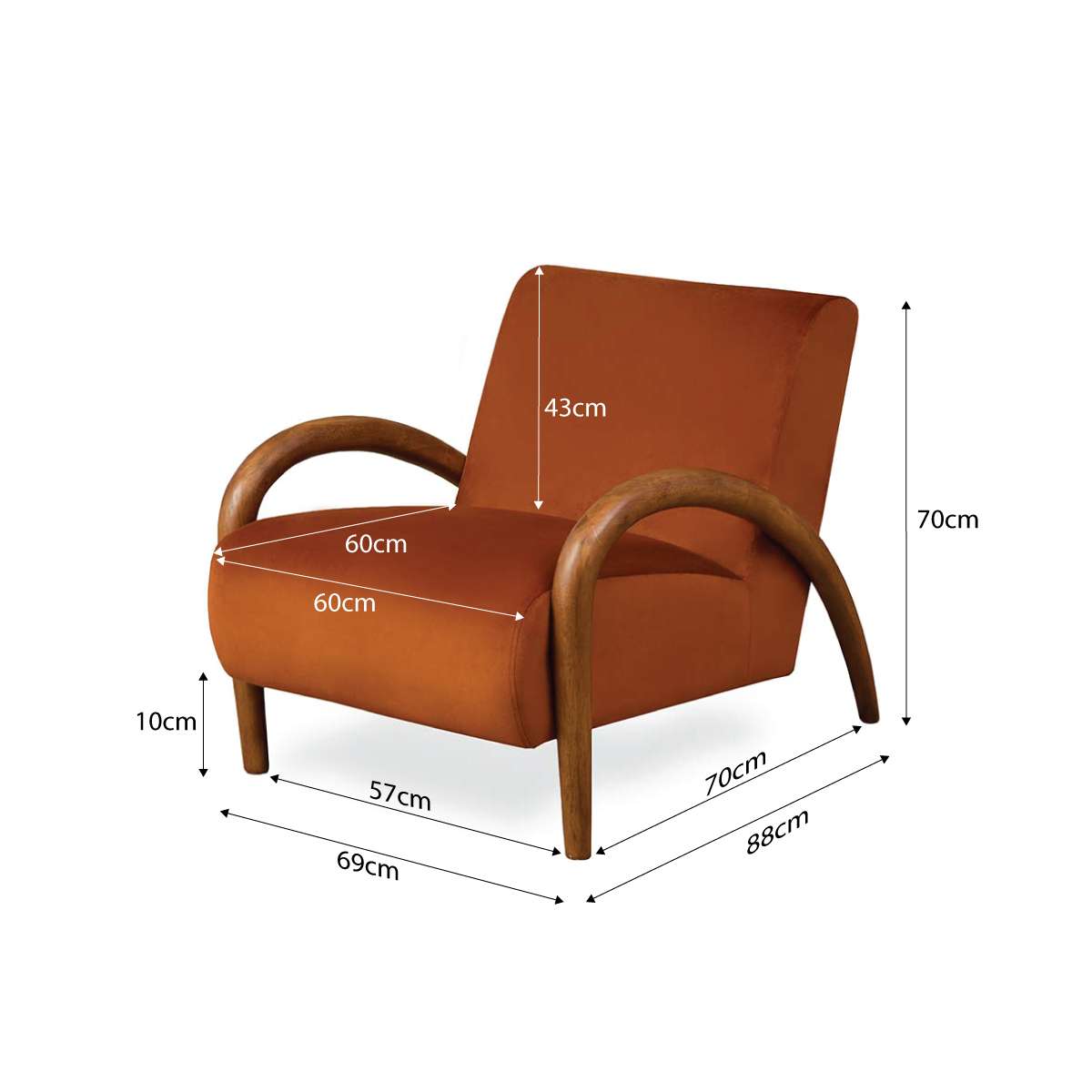 Richie Occasional Chair - Rust/Walnut