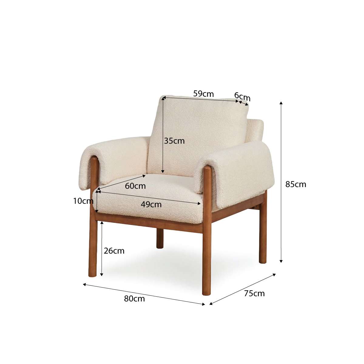 Edwin Occasional Chair - Cream/Walnut