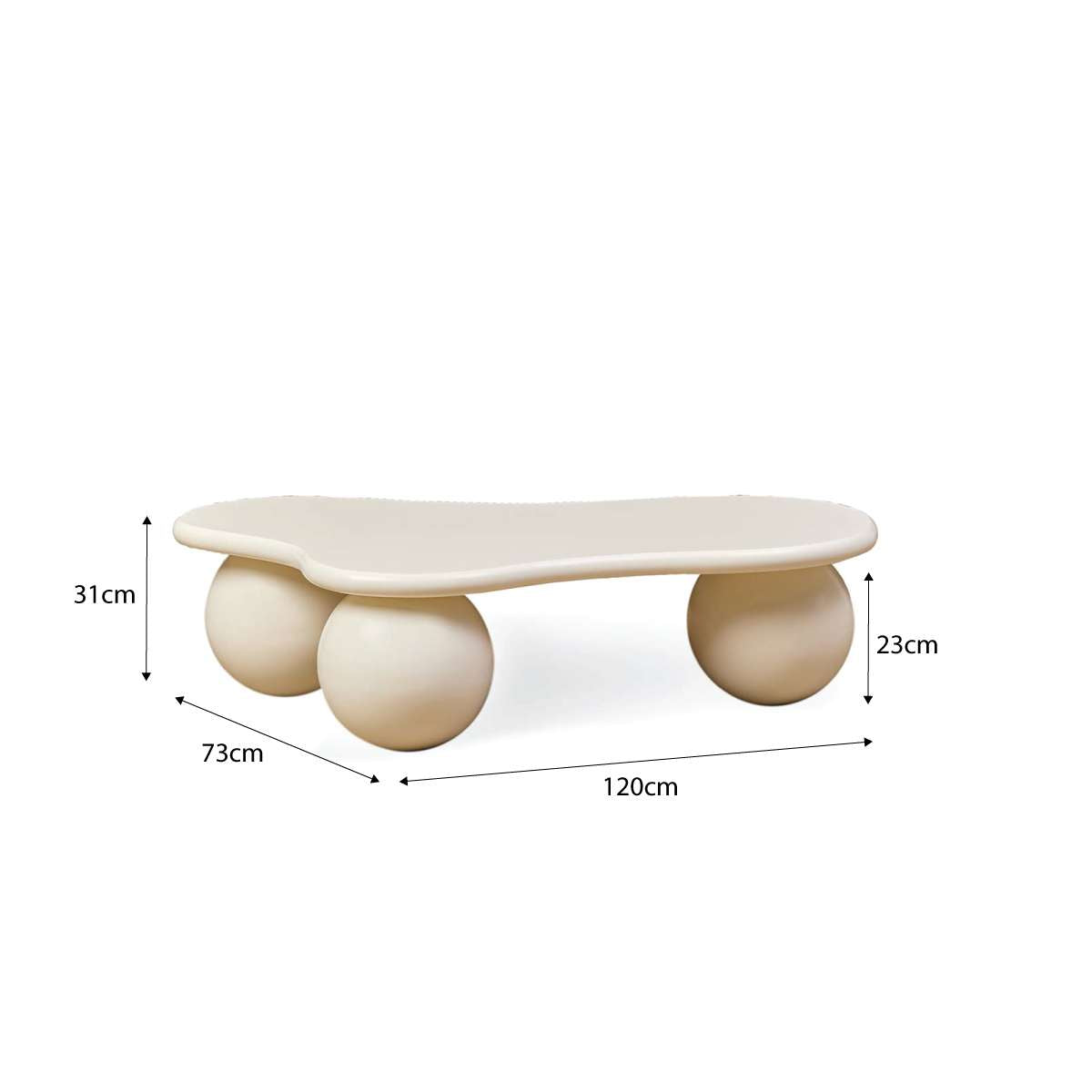 Agatha Ball Feet Coffee Table - Beige