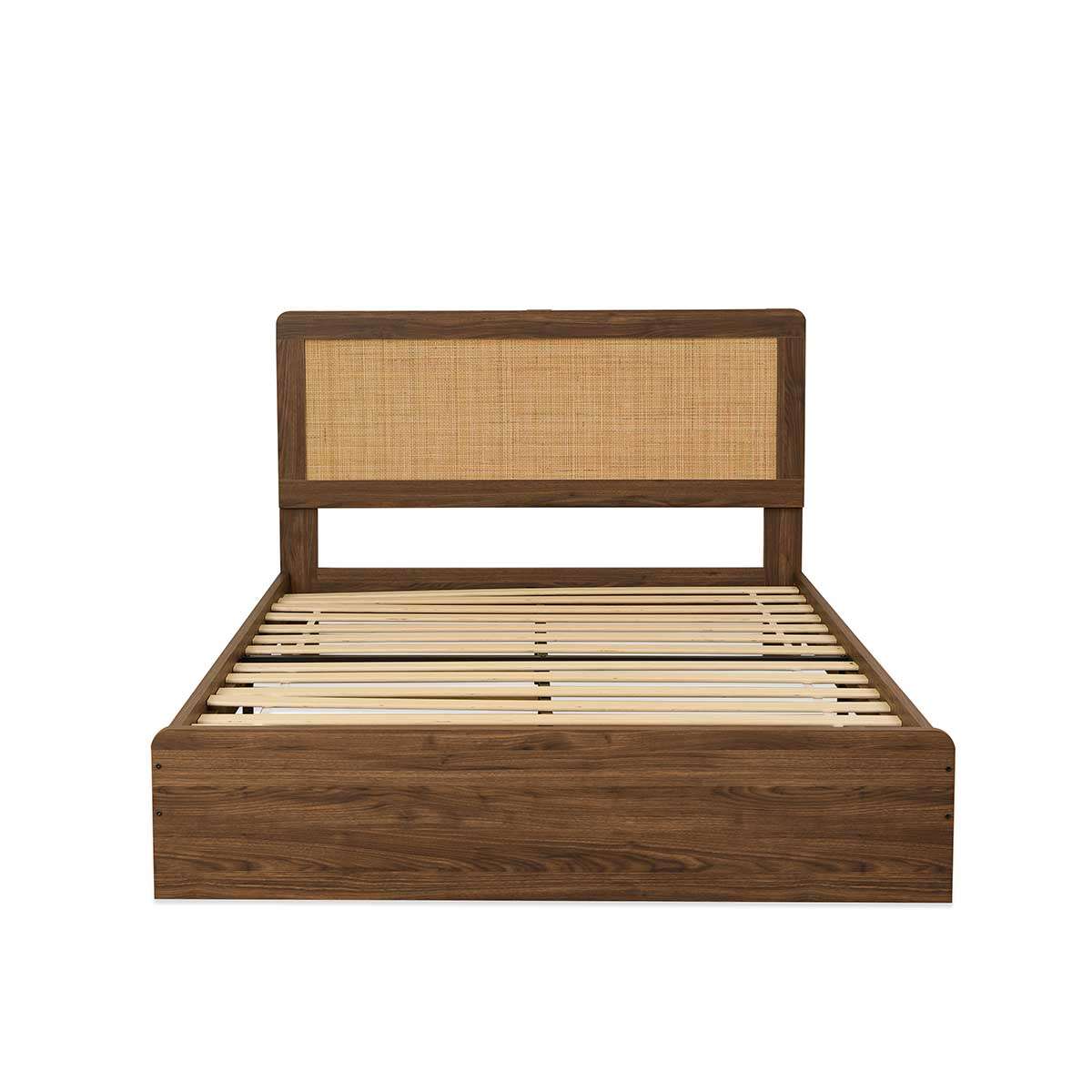 Noosa Rattan Queen Bed - Walnut