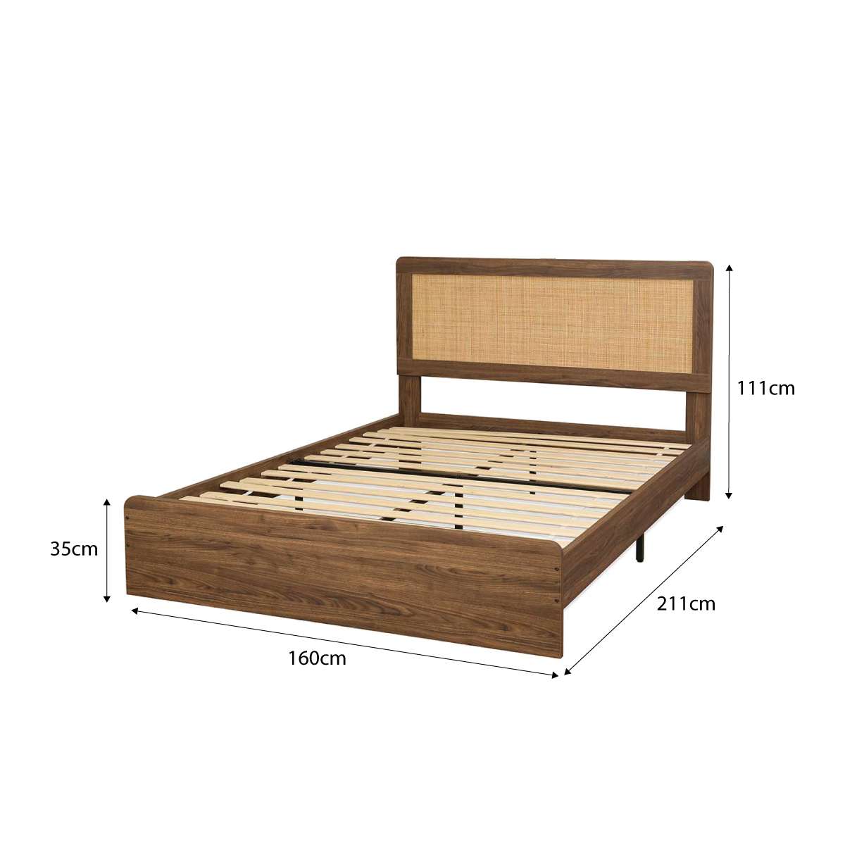 Noosa Rattan Queen Bed - Walnut