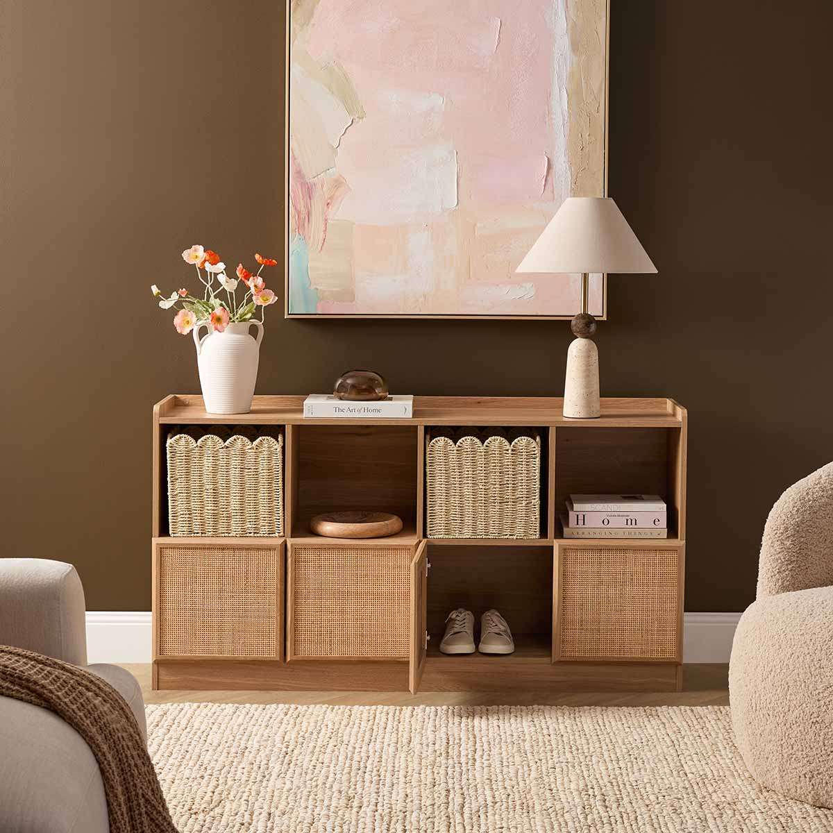 Noosa Rattan Cube Storage Bookcase  - Natural