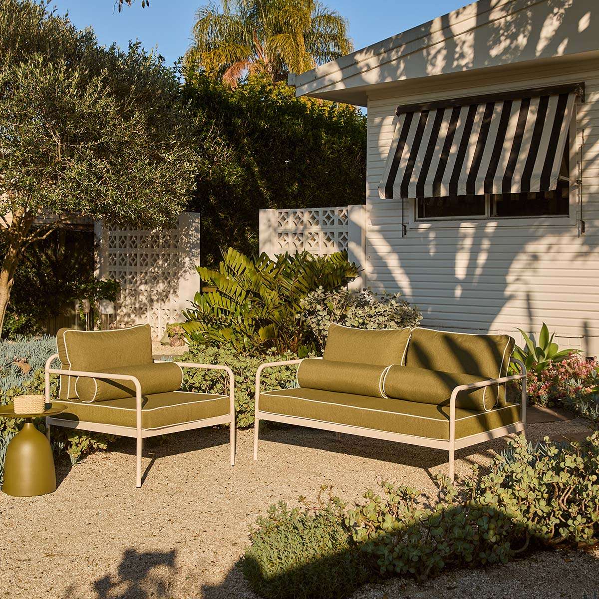 Marin Outdoor Two Seater Sofa - Olive Green