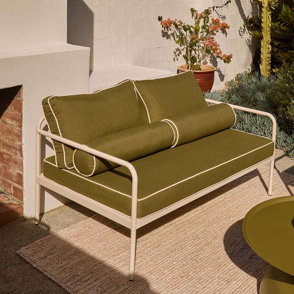 Marin Outdoor Two Seater Sofa - Olive Green