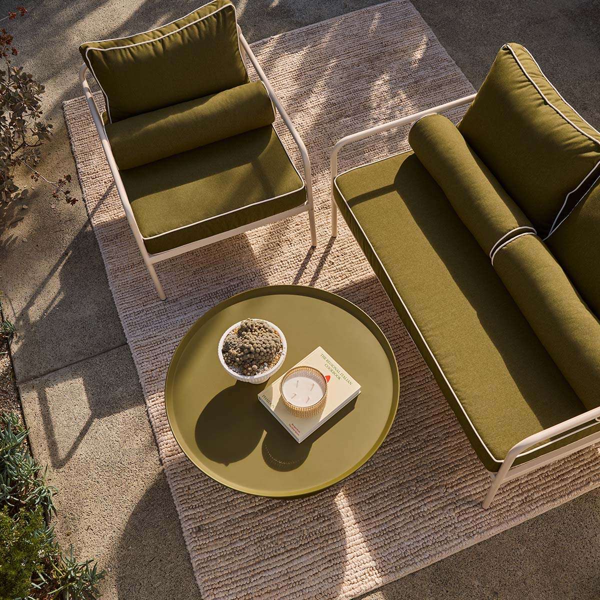 Marin Outdoor Two Seater Sofa - Olive Green