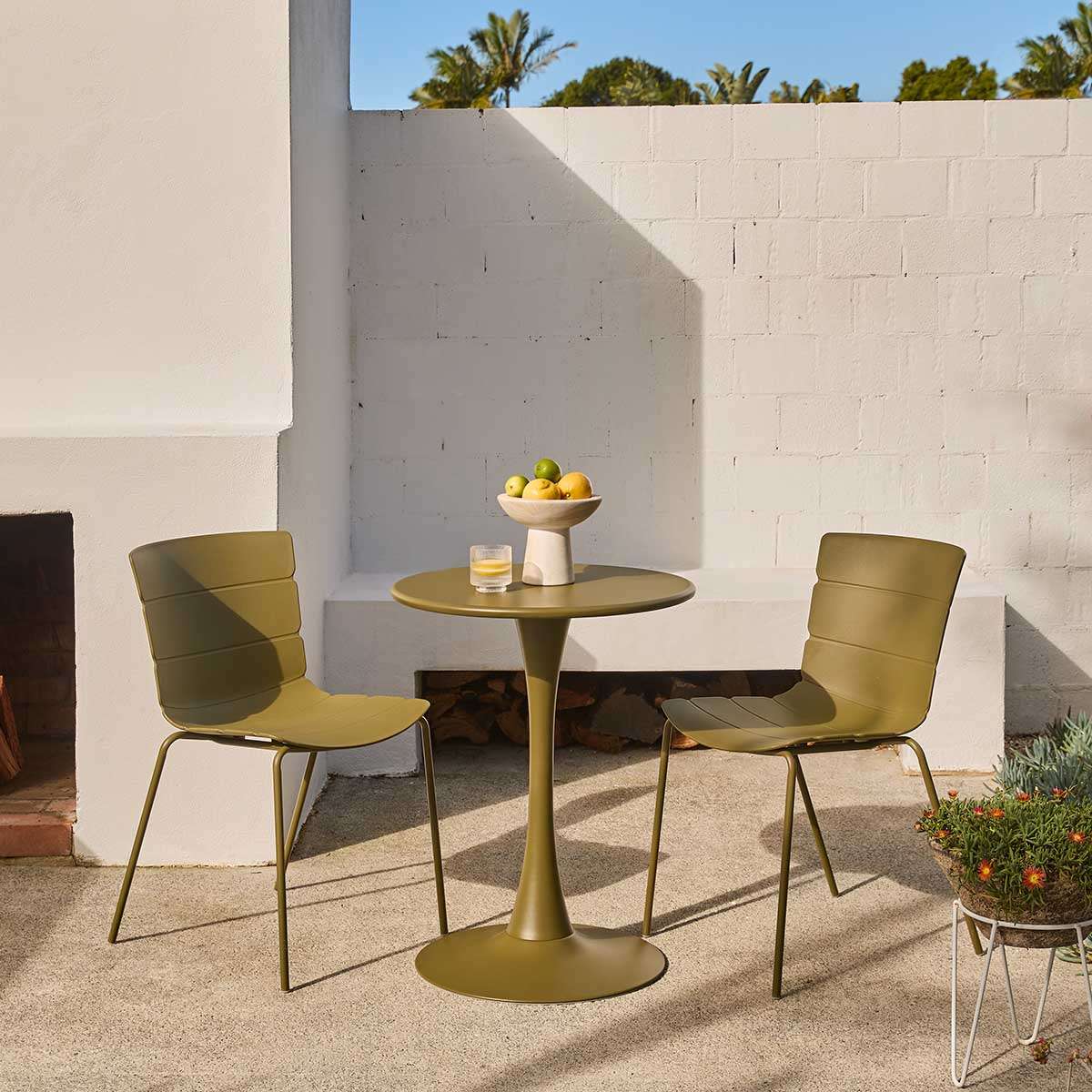 Ravello Outdoor Bistro Round Table - Olive Green
